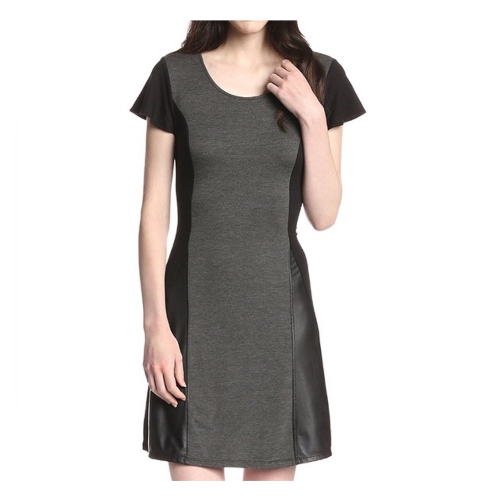 NWT Kensie Faux Leather Insert Dress